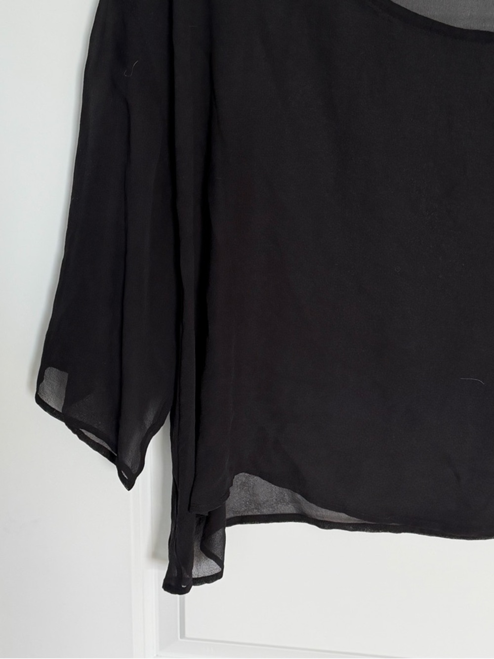 Eileen Fisher Black Sheer Crop Women's Top Size Small 54581 - Picture 8 of 15